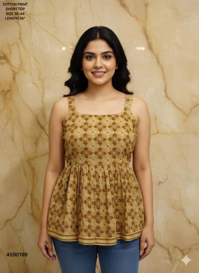 Naisha K 379 Vol 2 Cotton Print Casual Wear Slevee Less Short Top