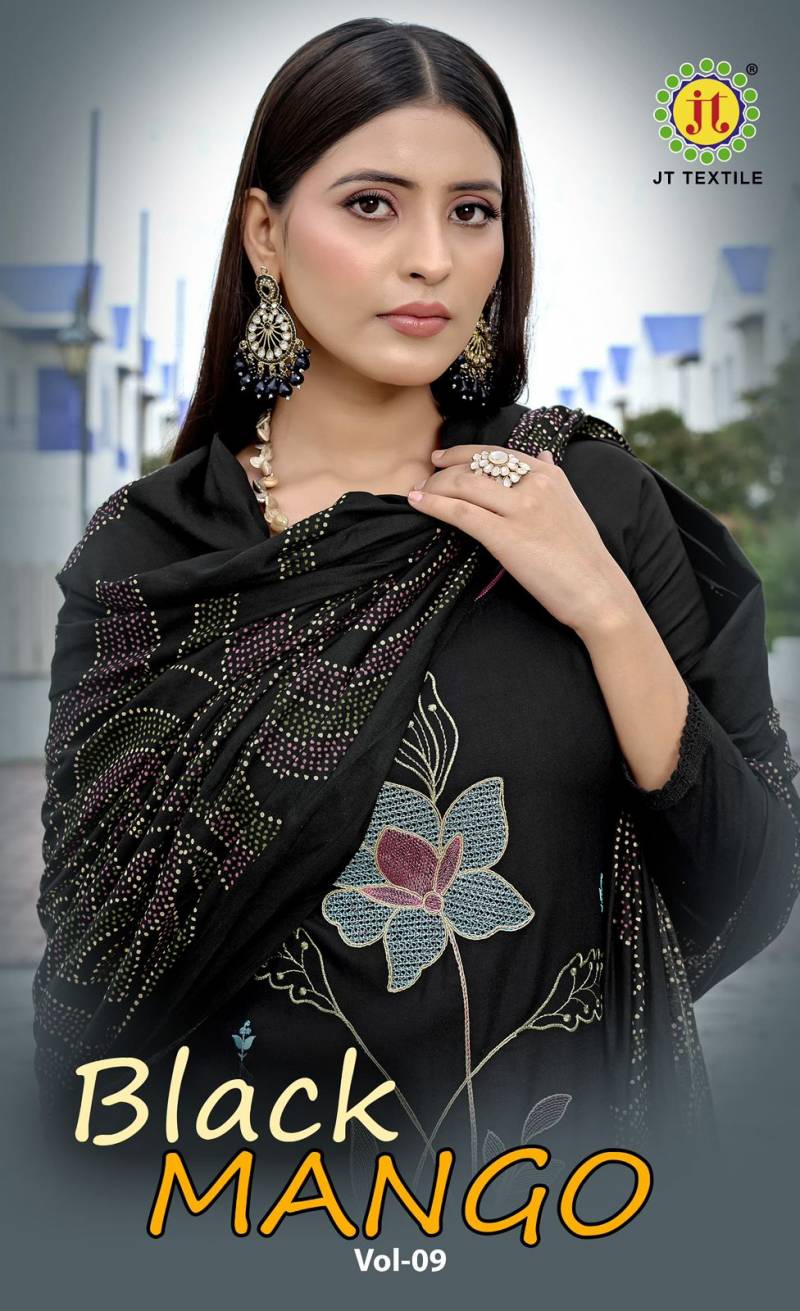 Jt Black Mango Vol 9 Rayon Coding Work Dress Material Collection