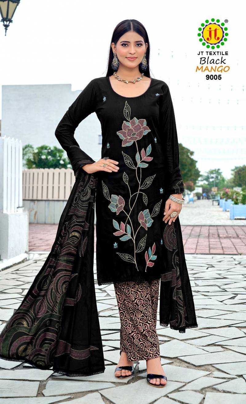 Jt Black Mango Vol 9 Rayon Coding Work Dress Material Collection