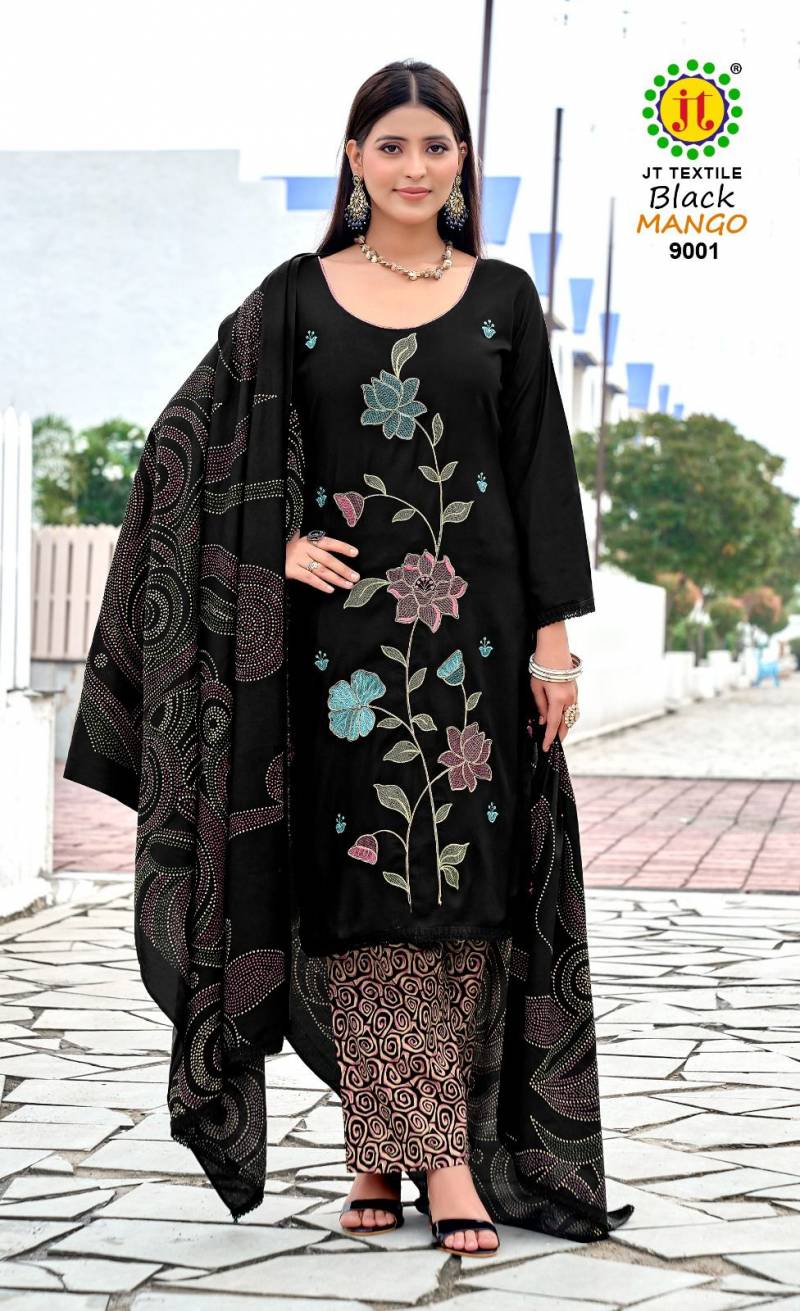 Jt Black Mango Vol 9 Rayon Coding Work Dress Material Collection