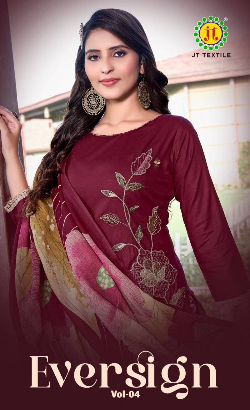 Jt Eversign Vol 4 Rayon Coding Work Designer Dress Material Collection