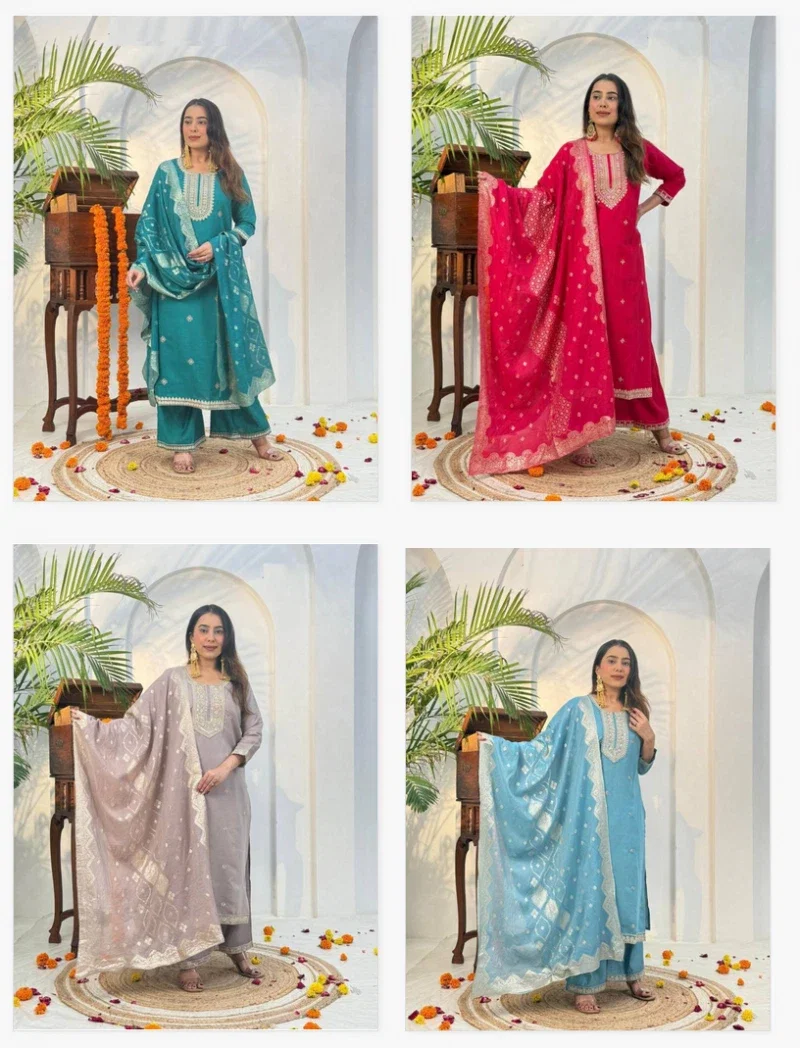 Naisha K 380 Vol 2 Vetican Casual Wear Kurti Plazzo And Dupatta