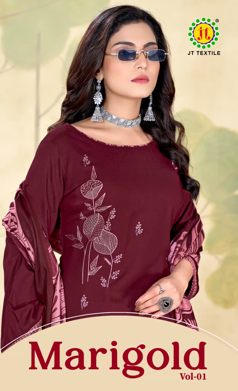Jt Marigold Vol 1 Rayon Sequence Embroidery Dress Material Collection