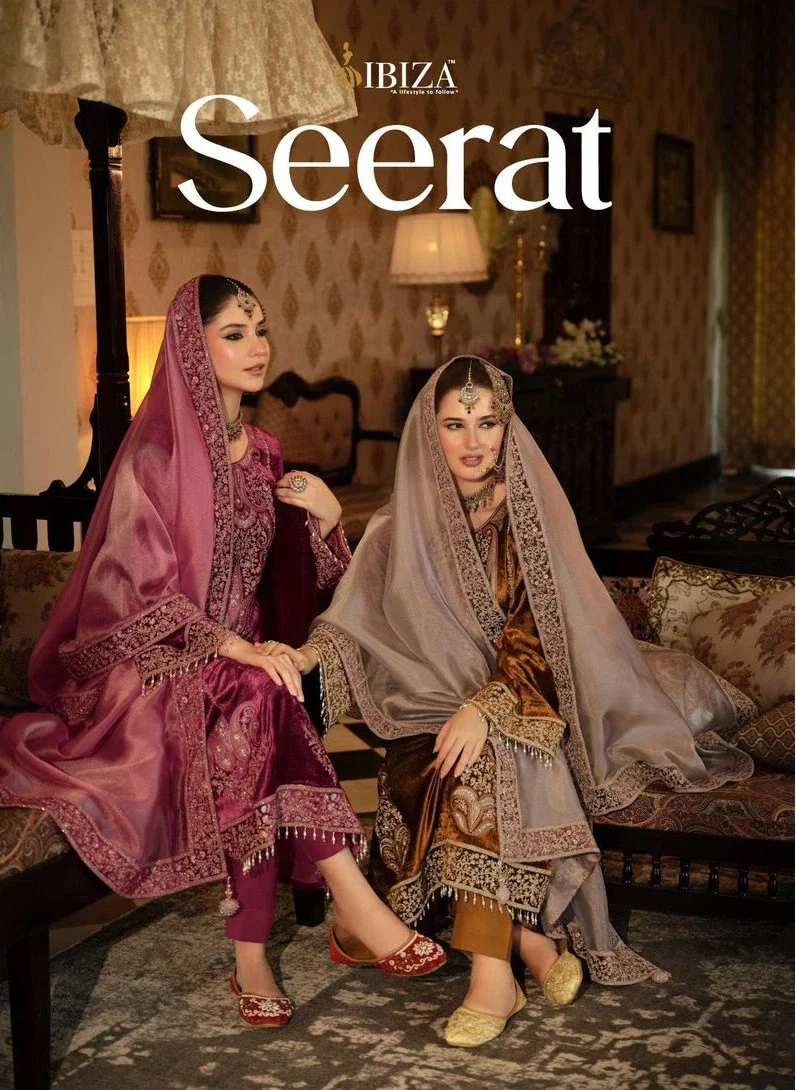 Ibiza Seerat Viscose Velvet Embroidery Work Designer Salwar Kameez Suits