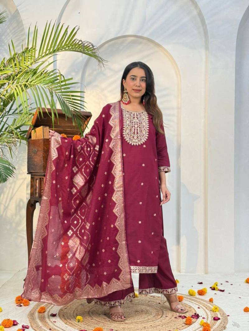 Naisha K 380 Vetican Casual Wear Kurti Plazzo And Dupatta Collection