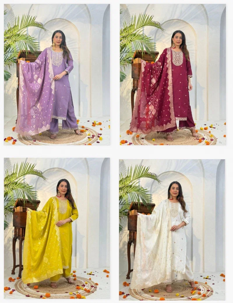Naisha K 380 Vetican Casual Wear Kurti Plazzo And Dupatta Collection