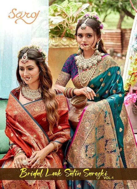 Saroj Bridal Look Satin Saroski Vol 1 Traditional Satin Silk Saree