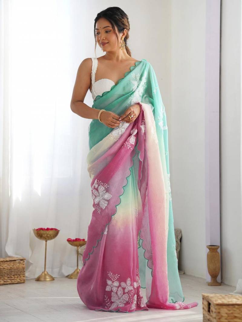 Csn Radhey Rich Gold Crush Silk Embroidered Beautiful Saree Collection