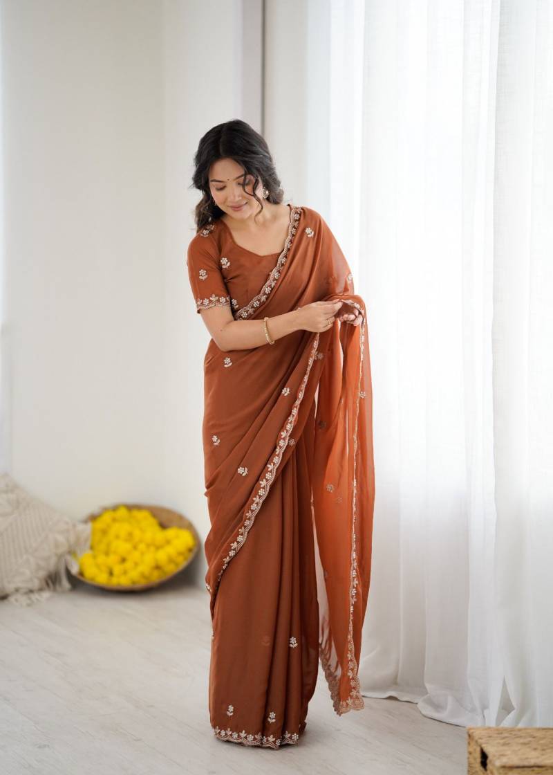 Csn Ambey Star Georgette Silk With Embroidered Fancy Saree Collection