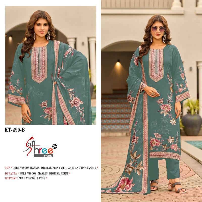 Shree Kt 290 Maslin Viscose Digital Print Dress Material