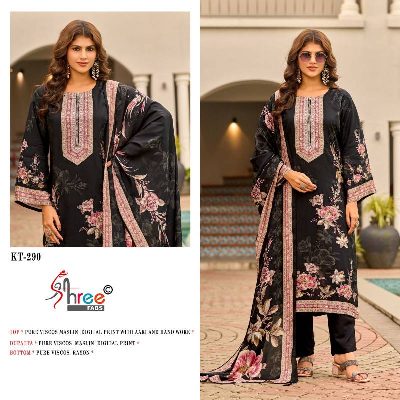 Shree Kt 290 Maslin Viscose Digital Print Dress Material
