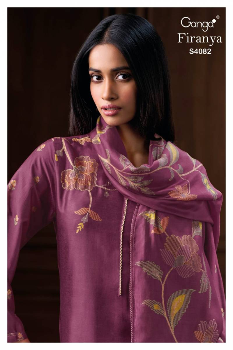 Ganga Firanya 4082 Bemberg Russian Silk Printed Work Salwar Kameez