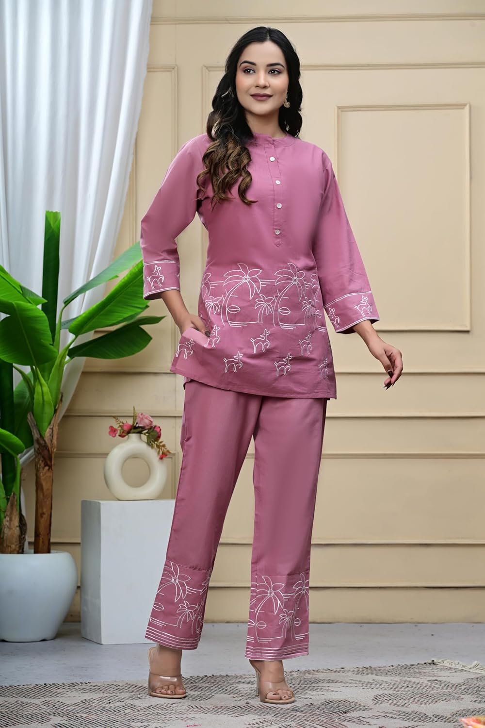 Lekha Kam T1 Rayon Silk Embroidery Co Ord Set 