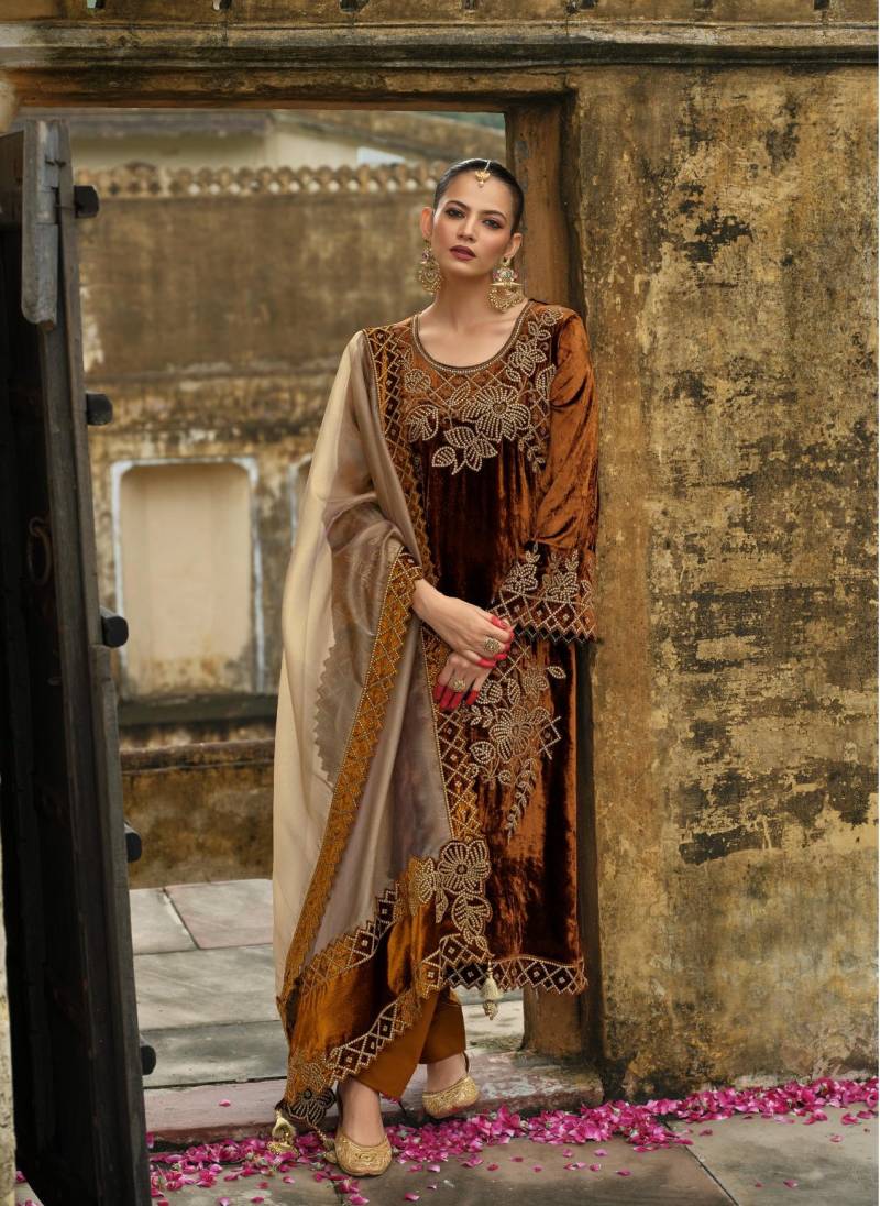 Ibiza Attar Viscose Velvet Embroidery Work Salwar Kameez Collection