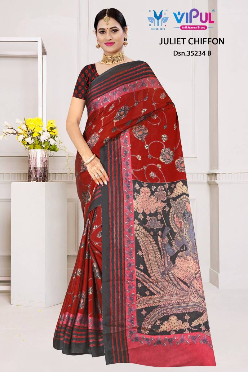 Vipul Juliet Chiffon 35234 A To D Printed Saree Collection