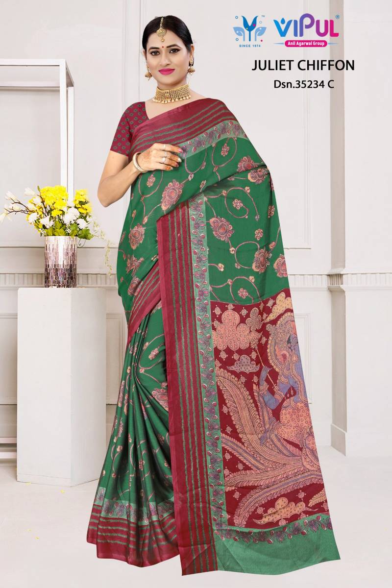 Vipul Juliet Chiffon 35234 A To D Printed Saree Collection