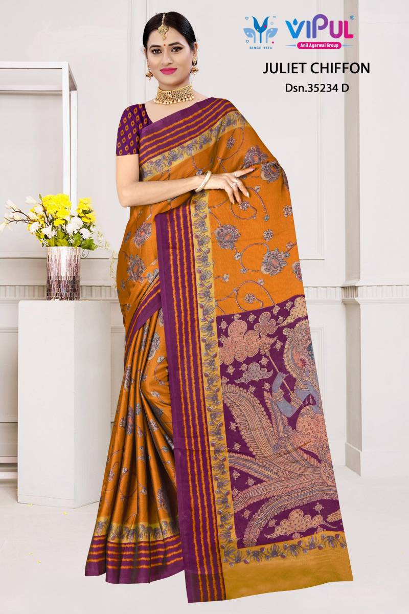 Vipul Juliet Chiffon 35234 A To D Printed Saree Collection