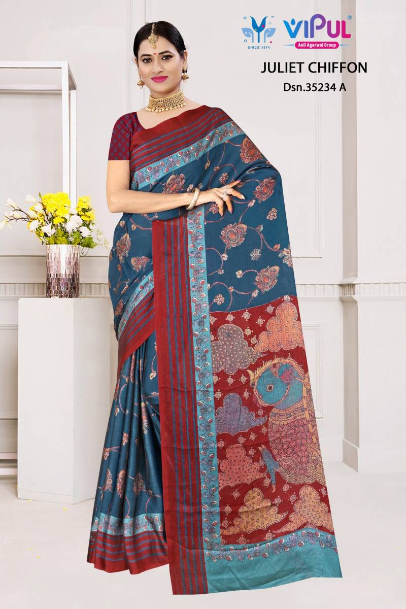 Vipul Juliet Chiffon 35234 A To D Printed Saree Collection