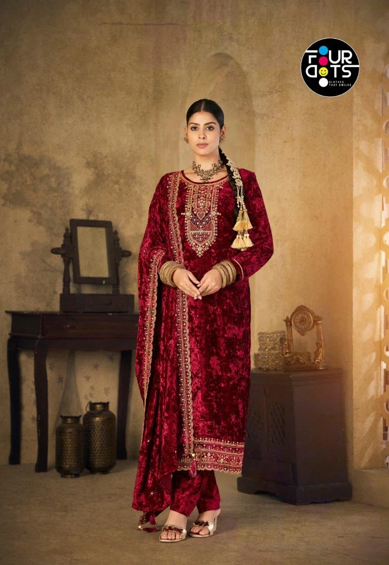 Four Dots Gunaar Vol 2 Velvet And Work Designer Salwar Kameez Collection