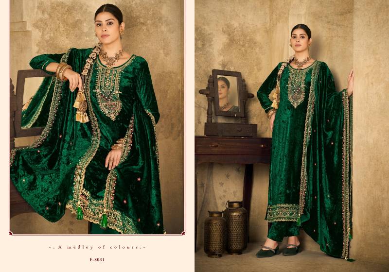 Four Dots Gunaar Vol 2 Velvet And Work Designer Salwar Kameez Collection