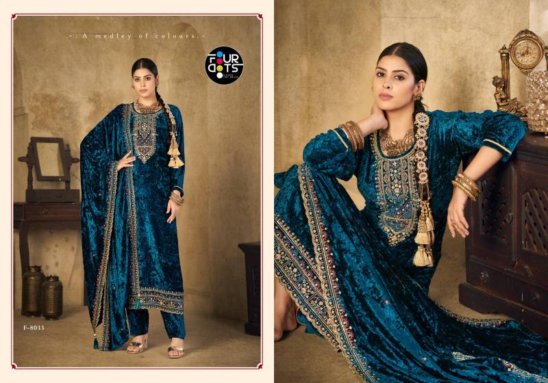 Four Dots Gunaar Vol 2 Velvet And Work Designer Salwar Kameez Collection