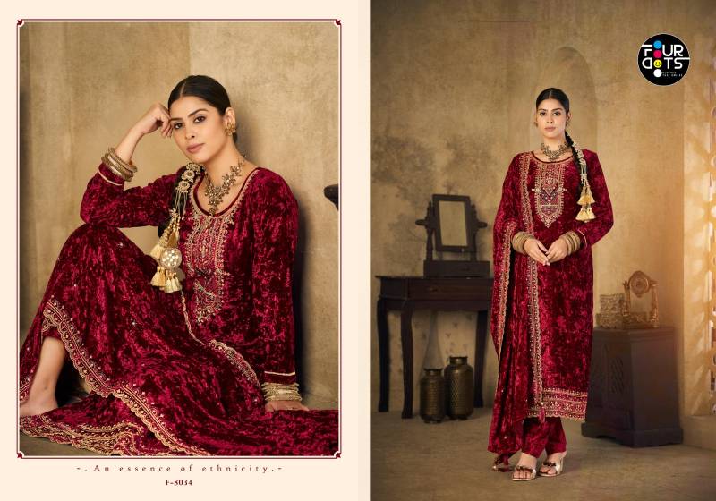 Four Dots Gunaar Vol 2 Velvet And Work Designer Salwar Kameez Collection