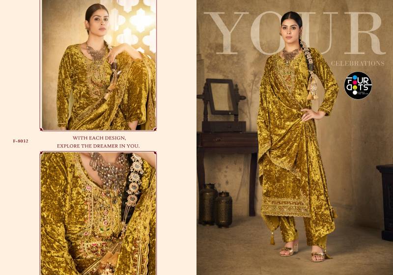 Four Dots Gunaar Vol 2 Velvet And Work Designer Salwar Kameez Collection