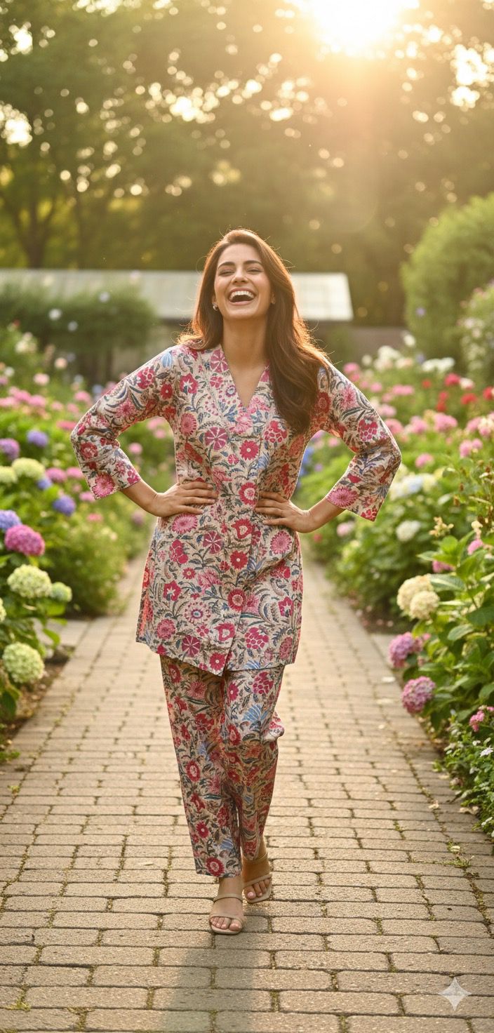 Naisha K 383 Cotton Printed Light Work Casual Wear Co Ord Set Collection