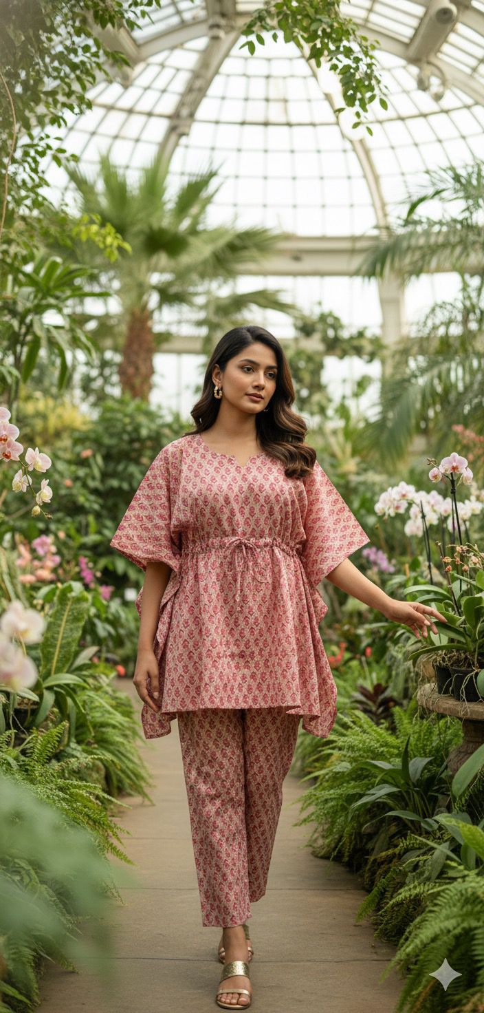 Naisha K 385 Cotton Printed Casual Wear Kaftan Co Ord Set Collection