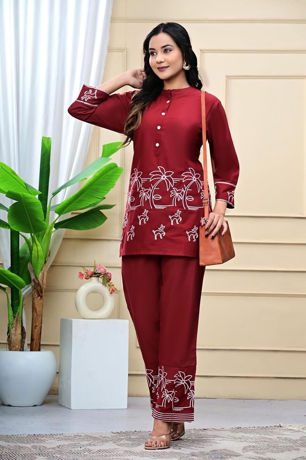 Lekha Kam T3 Rayon Silk Embroidery Co Ord Set