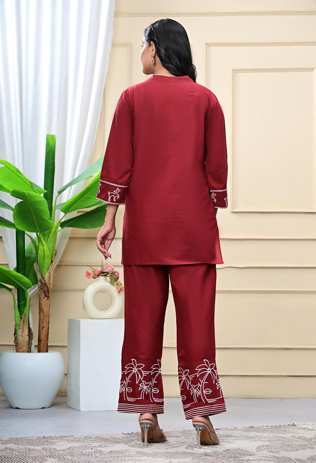Lekha Kam T3 Rayon Silk Embroidery Co Ord Set