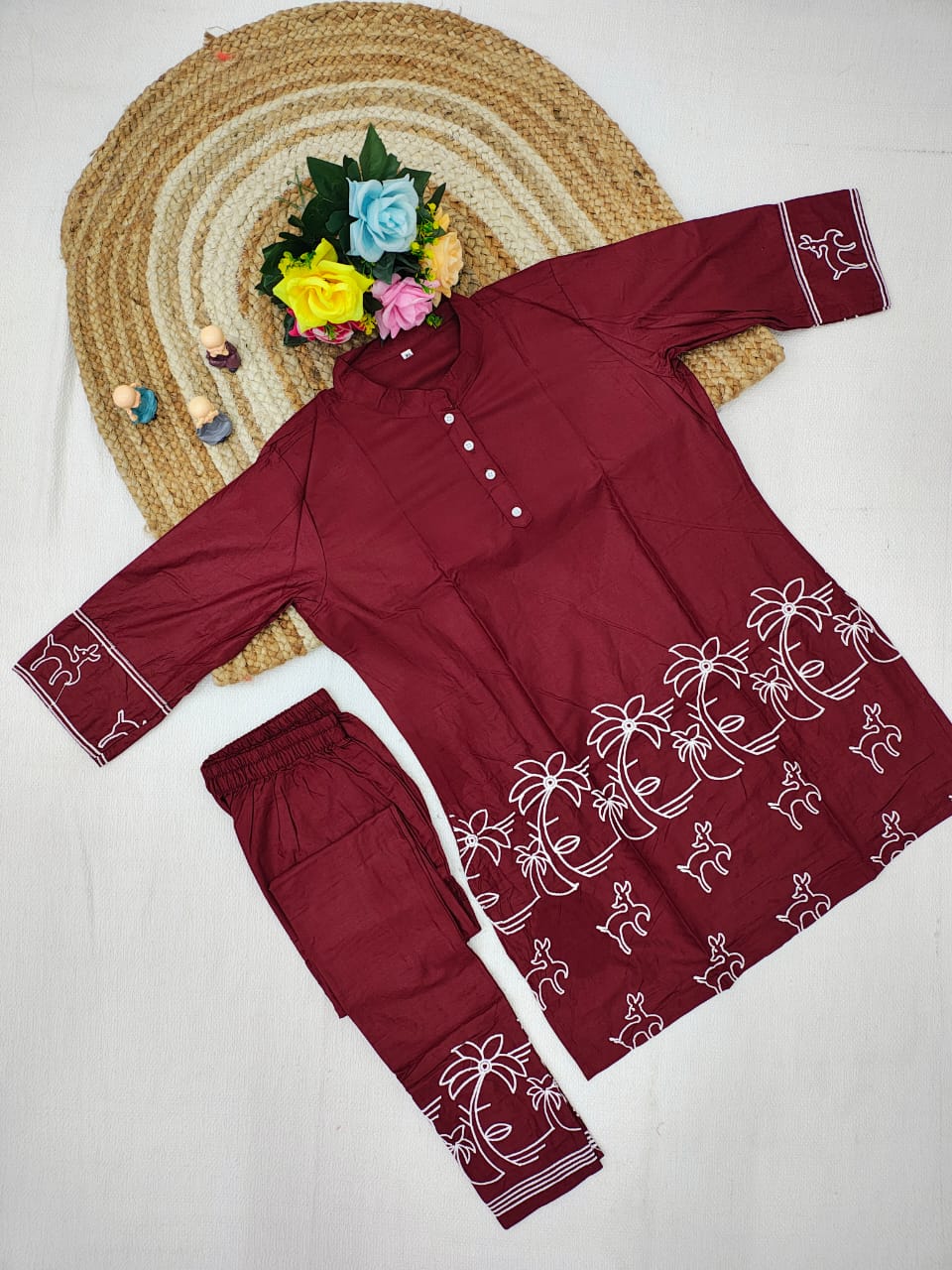 Lekha Kam T3 Rayon Silk Embroidery Co Ord Set
