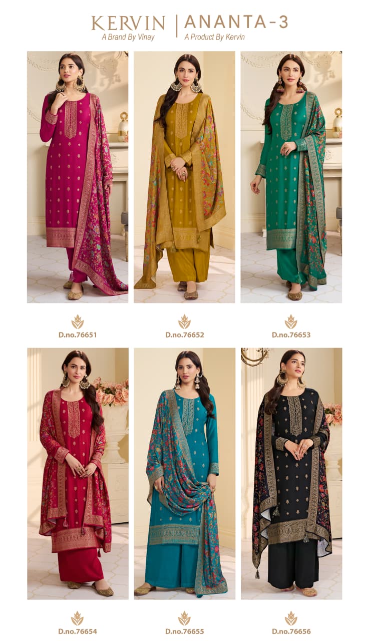 Vinay Kervin Ananta Vol 3 Viscose Pashmina Jacquard Salwar Kameez