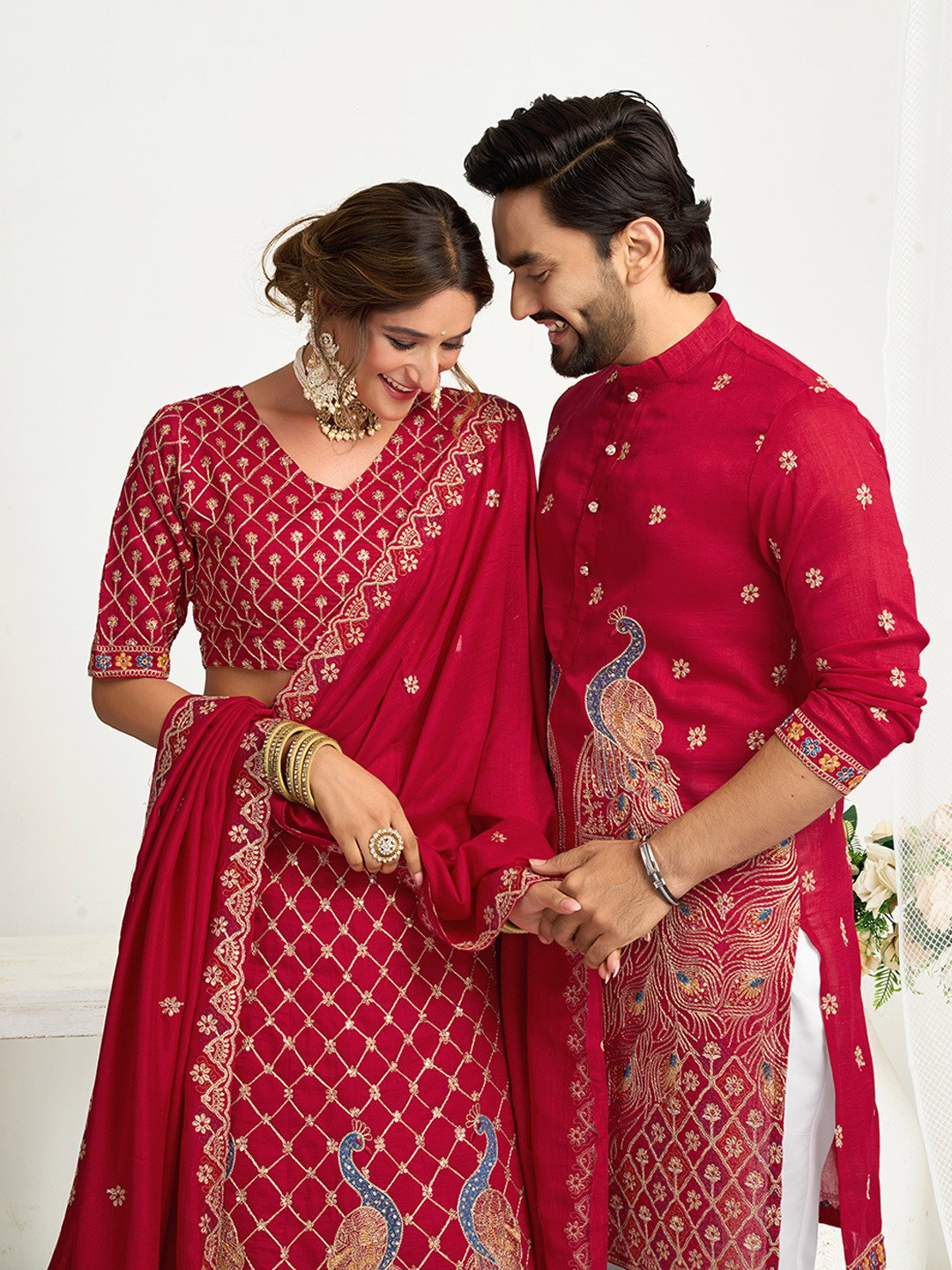 Shee Star Couple 6 Silk Sequins Embroidery Combo Kurta And Lehenga