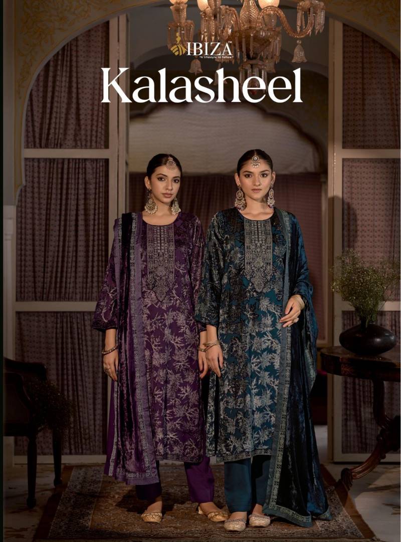 Ibiza Kalasheel Velvet Brasso Digital Print Embroidery Salwar Kameez