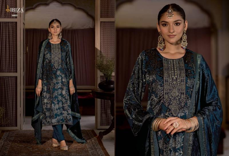 Ibiza Kalasheel Velvet Brasso Digital Print Embroidery Salwar Kameez