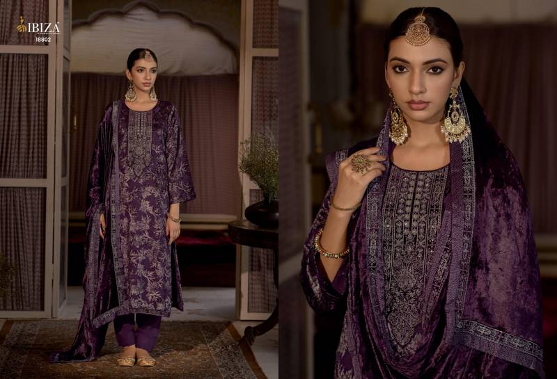 Ibiza Kalasheel Velvet Brasso Digital Print Embroidery Salwar Kameez