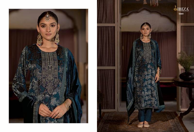 Ibiza Kalasheel Velvet Brasso Digital Print Embroidery Salwar Kameez