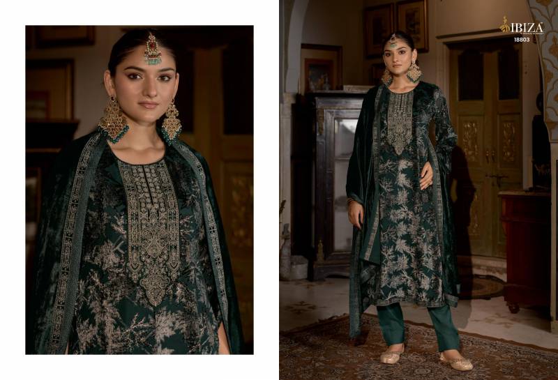 Ibiza Kalasheel Velvet Brasso Digital Print Embroidery Salwar Kameez