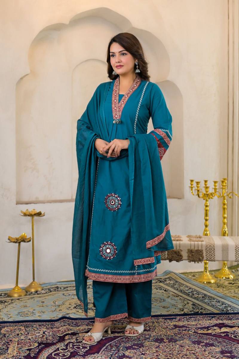 Naisha K 387 Cotton Casual And Stylish Wear Kurti Pant And Dupatta
