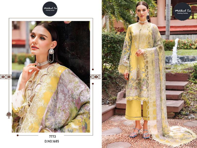 Mehboob Tex 1685 Chiffon Dupatta Cotton Print Embroidery Pakistani Suits
