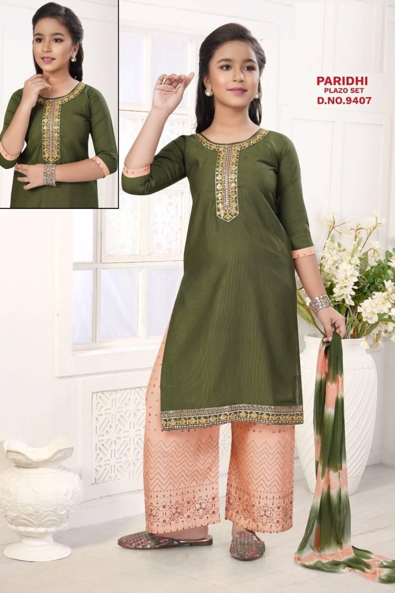 Paridhi Plazo Set 9407 Vatican Kids Wear Kurti And Bottom Dupatta