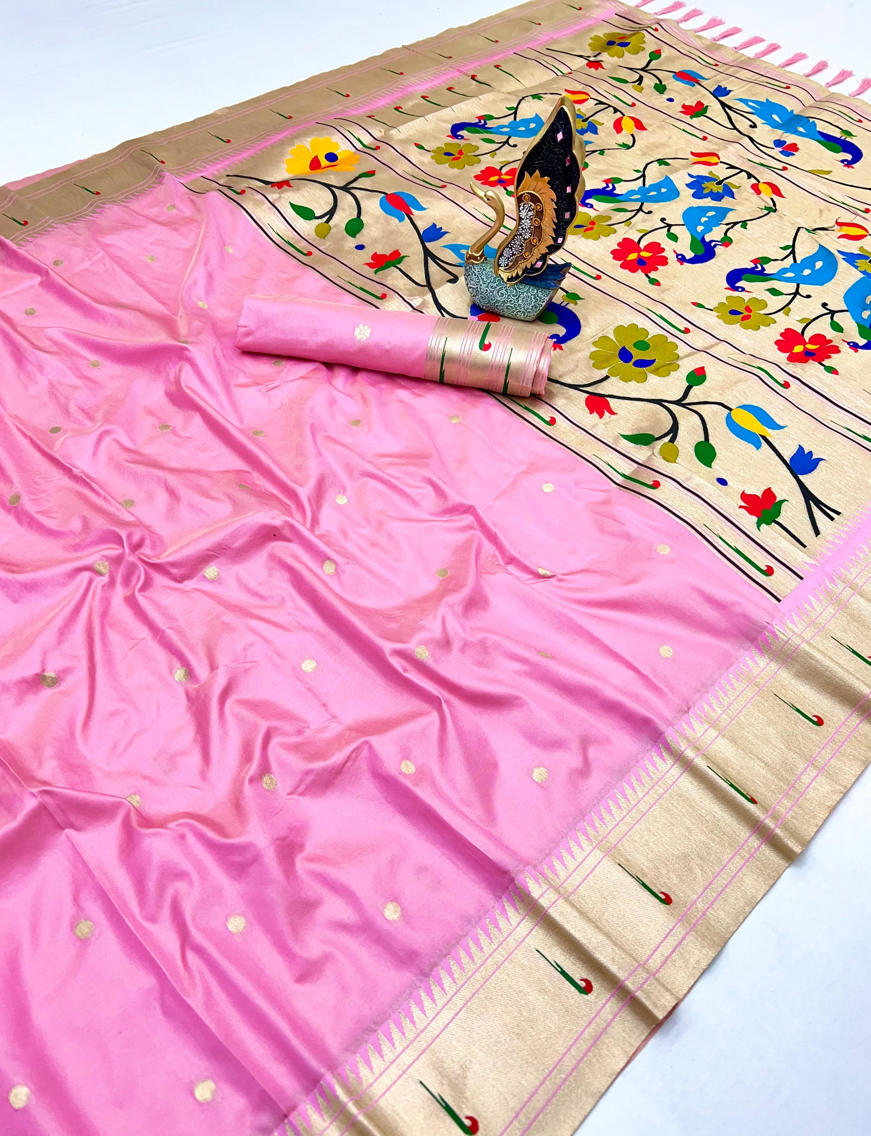 Lekha Karma Paithani Vol 3 Pethani Silk Zari And Meenakari Weaving Saree