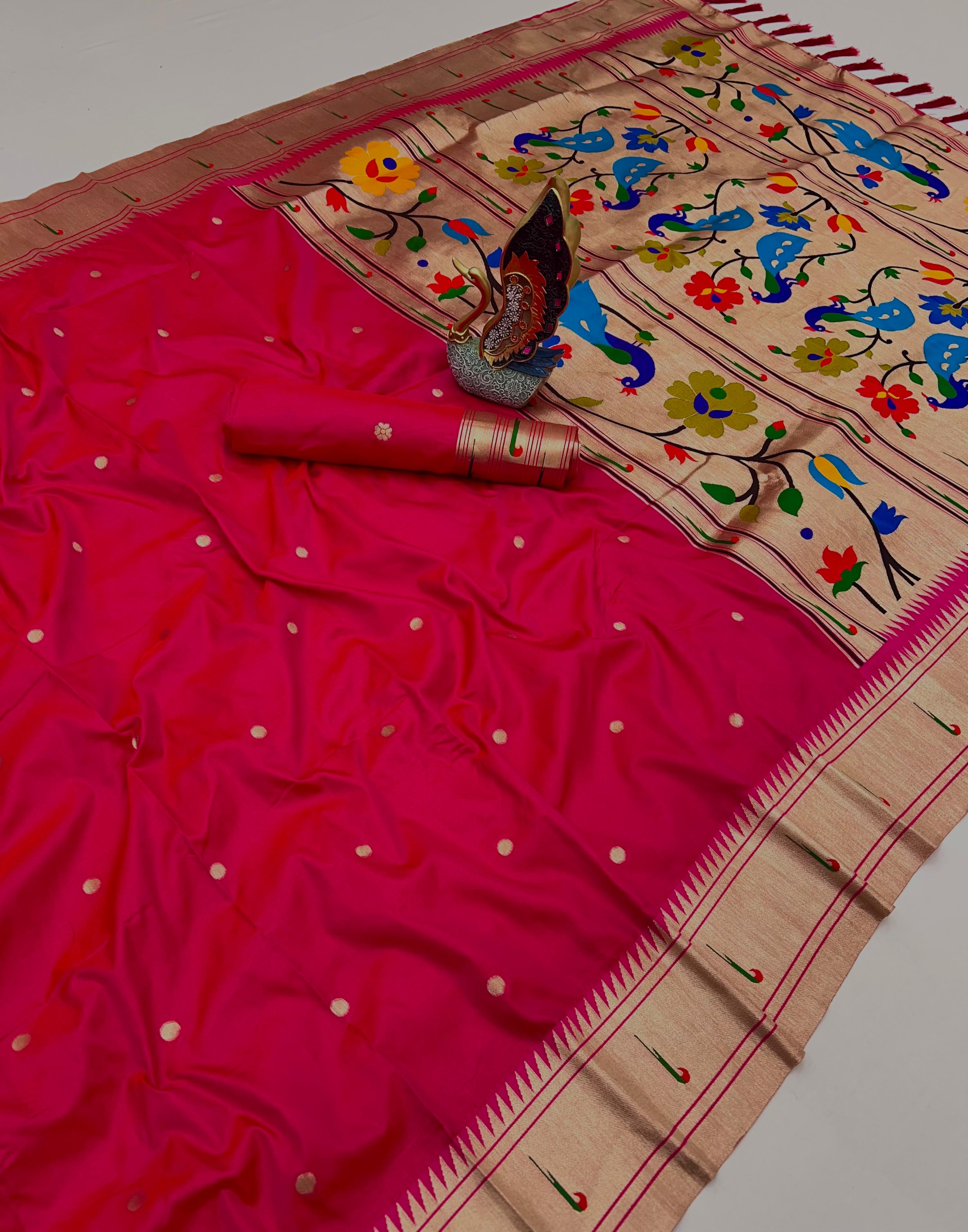 Lekha Karma Paithani Vol 3 Pethani Silk Zari And Meenakari Weaving Saree