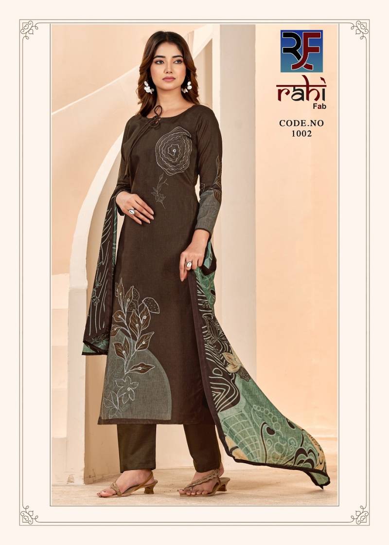 Rahifab Rising Silver Pure Cotton Organic Printed Dress Material