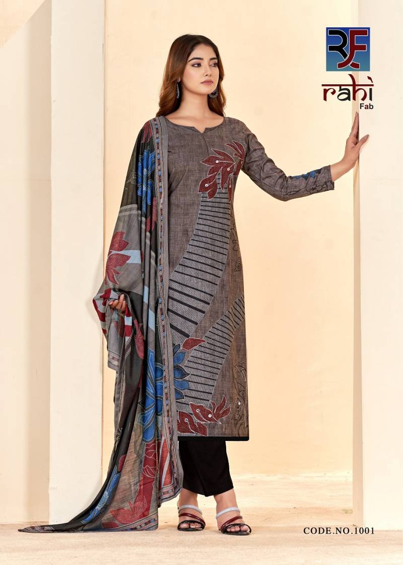 Rahifab Rising Silver Pure Cotton Organic Printed Dress Material