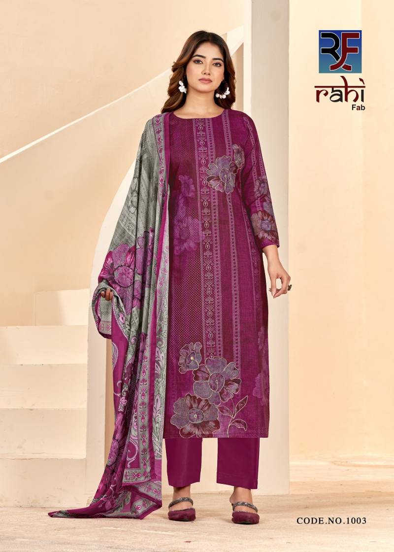 Rahifab Rising Silver Pure Cotton Organic Printed Dress Material