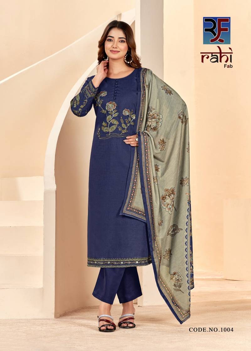 Rahifab Rising Silver Pure Cotton Organic Printed Dress Material