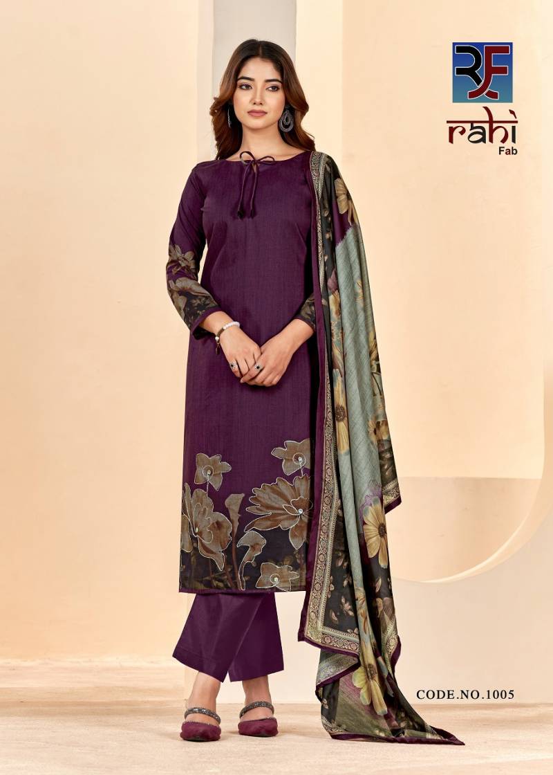 Rahifab Rising Silver Pure Cotton Organic Printed Dress Material