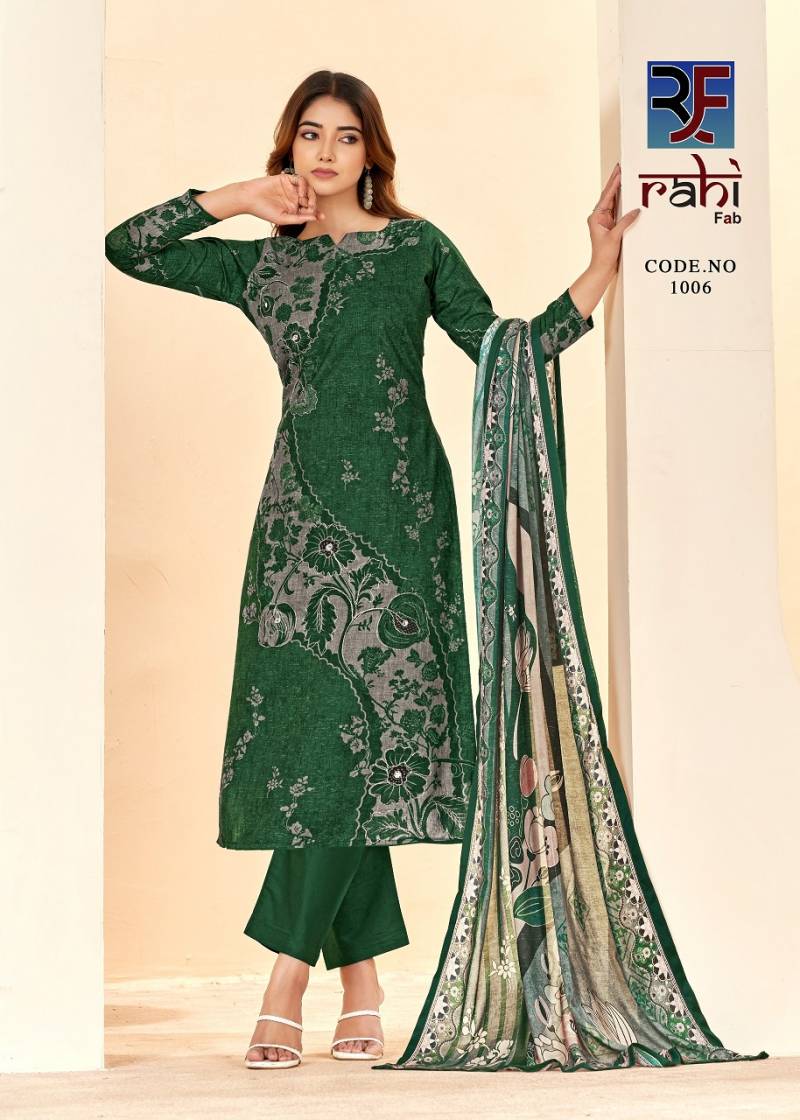 Rahifab Rising Silver Pure Cotton Organic Printed Dress Material